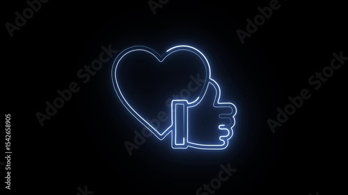  glowing neon industry analysis icon isolated, black background, hd motion graphic animation