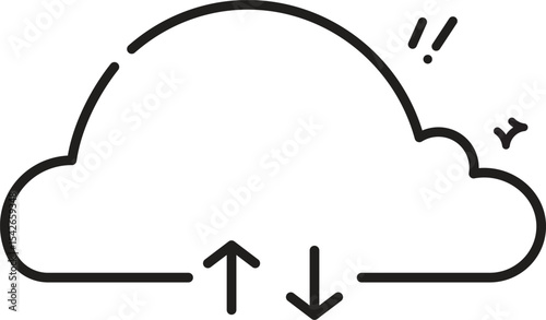 This cloud storage line icon is ideal for representing data upload, download, and cloud synchronization. Perfect for user interfaces and digital service promotions.