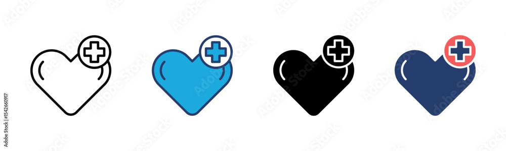 Obraz premium Health icon sheet multiple style collection