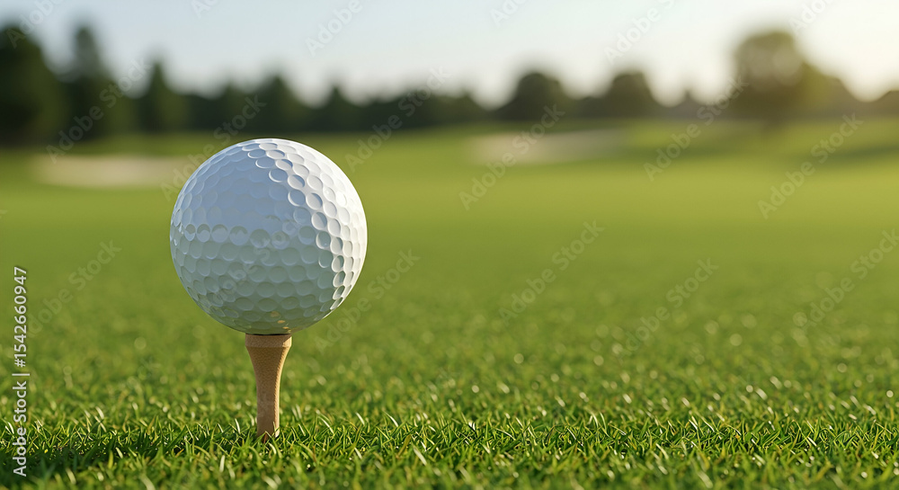 Closeup of Golf Ball on Tee on Lush Green Course Closeup of Golf Ball on Tee on Lush Green Course