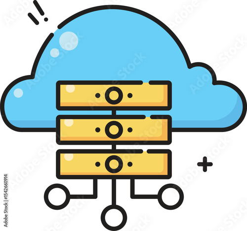 This filled server icon is excellent for illustrating cloud hosting, data infrastructure, and networked systems. Ideal for professional and commercial design applications.