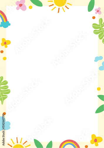 frame with flowers and butterflies