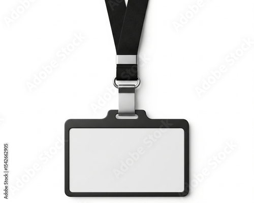 Blank name tag mockup on event lanyard
