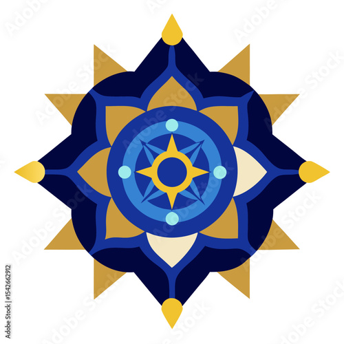 Petal Arc Mandala with Dot Embellishments and Traditional Detailing