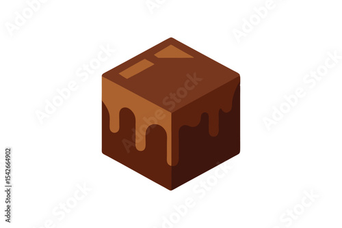 Single Melting Chocolate Cube Vector Design Illustration vector