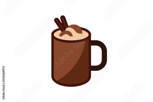 Vector Illustration of a Mug of Cocoa with Cinnamon