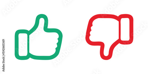 Green thumbs-up and red thumbs-down icons, symbolizing approval and disapproval in a simple design.