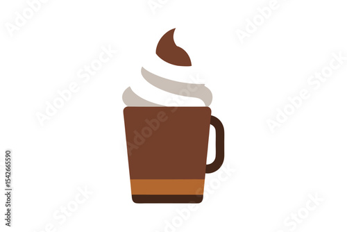 Cocoa Drink with Whipped Cream Topping Vector Illustration