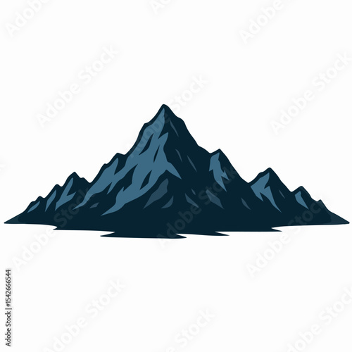 Mountain silhouette. Nature landscape mountain, rocky range and peak, outdoor hiking flat vector illustration. Cartoon mountain view