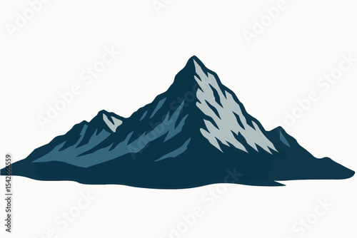 Mountain silhouette. Nature landscape mountain, rocky range and peak, outdoor hiking flat vector illustration. Cartoon mountain view