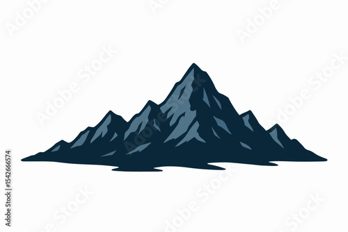 Mountain silhouette. Nature landscape mountain, rocky range and peak, outdoor hiking flat vector illustration. Cartoon mountain view