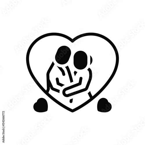 Black solid icon for romance