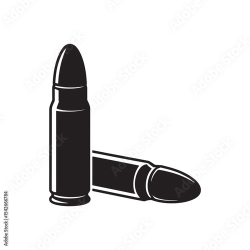Bullet Silhouette Vector | Ammunition Icon for Military and Shooting Design