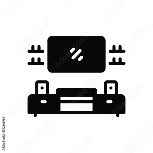 Black solid icon for tv set