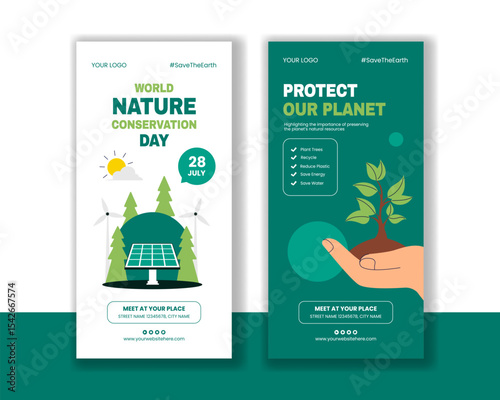 Cartoon Style Illustration for World Nature Conservation Day Social Media Vertical Banner