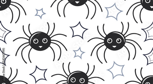 Cute doodle spider's seamless pattern background vector design