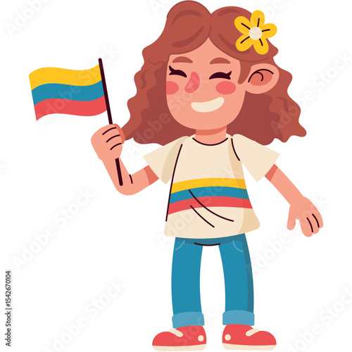 Colombian Girl Celebrating Independence Day