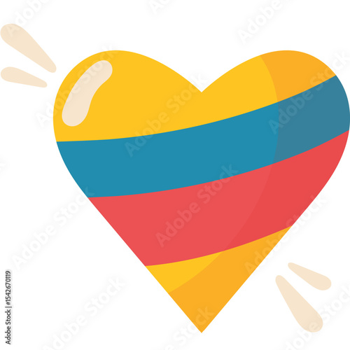 Heart illustration with Colombian flag colors