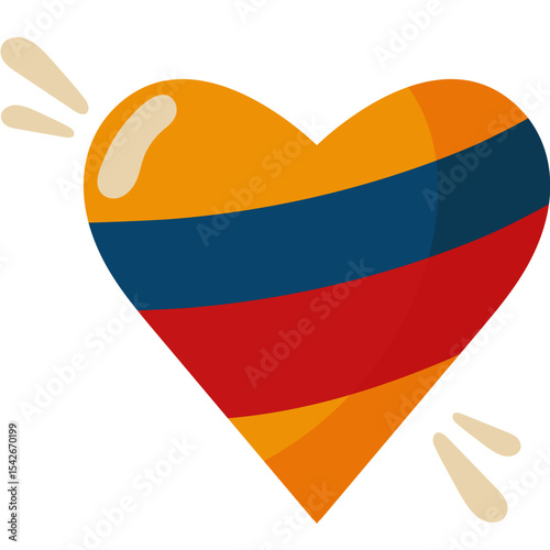 Heart illustration with Colombian flag colors