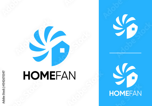 fan and home logo. heating cooling snowflake conditioning vector design concept	
