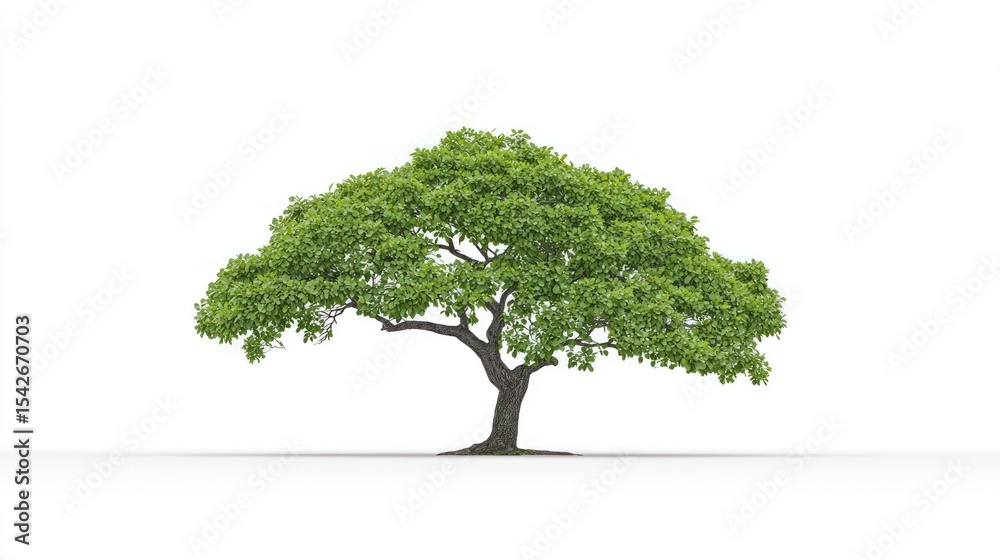 Obraz premium Large Green Tree on White Background for Design Use