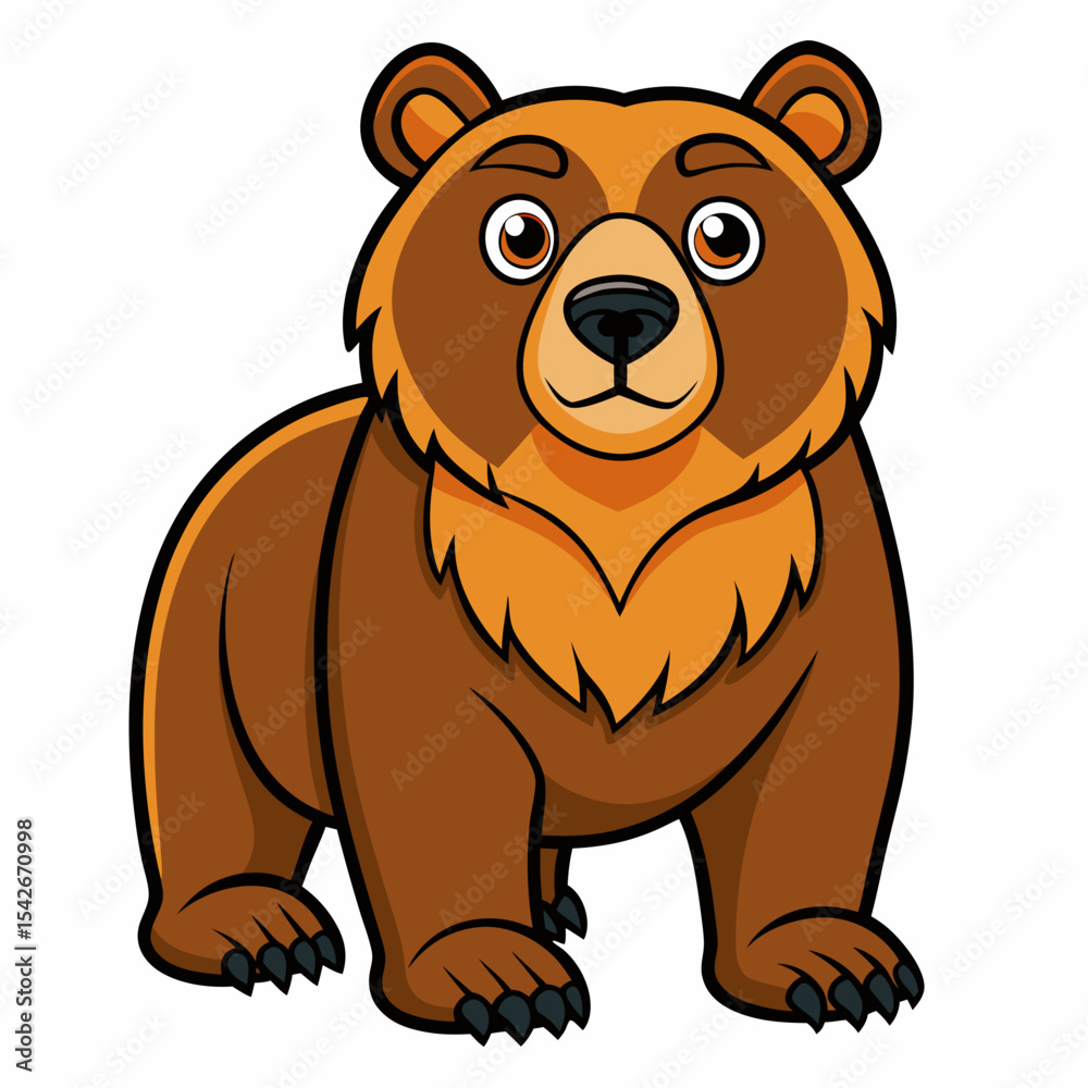 Obraz premium cartoon wild bear line art on white background