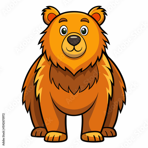 cartoon wild bear line art on white background