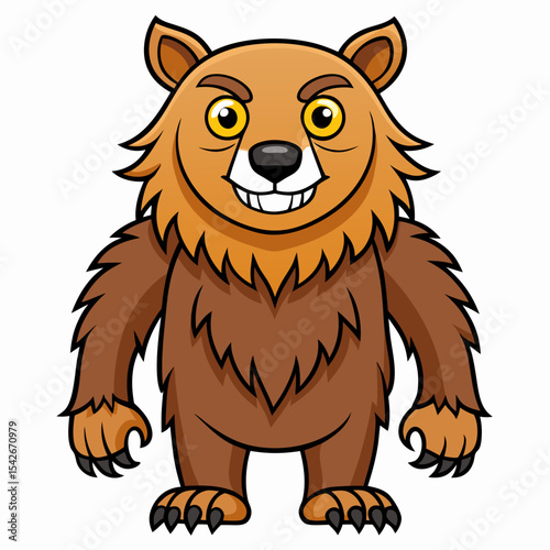 cartoon wild bear line art on white background