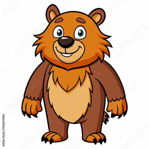 cartoon wild bear line art on white background