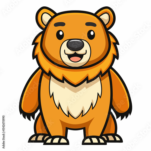 cartoon wild bear line art on white background