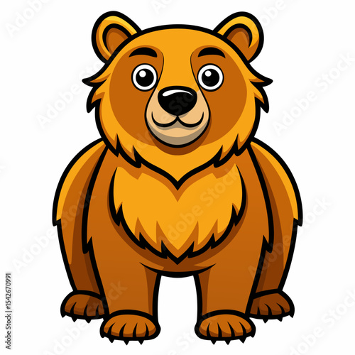 cartoon wild bear line art on white background