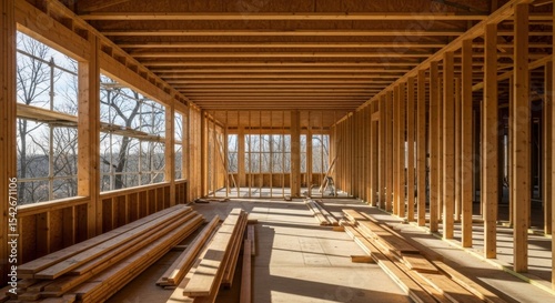 Framing A Building With Wooden Framework Construction and Materials