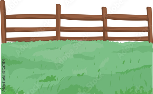 brown farm fence on grass vector icon for outdoor landscape, gardening or countryside scenery