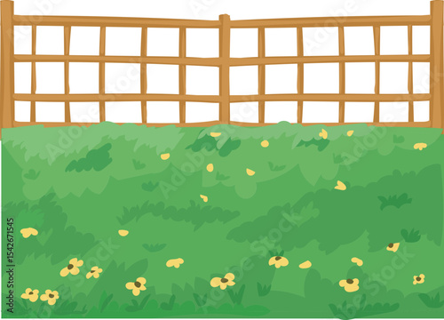 square grid fence with yellow dots vector icon for outdoor landscape, gardening or countryside scenery