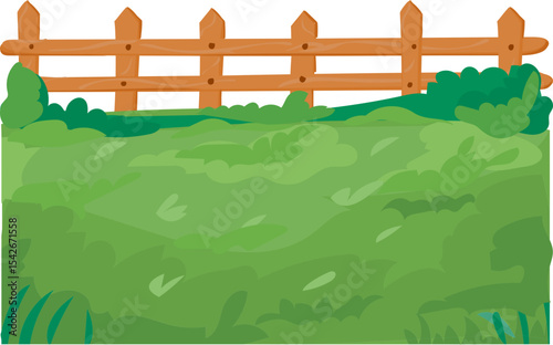 short fence on hill vector icon for outdoor landscape, gardening or countryside scenery