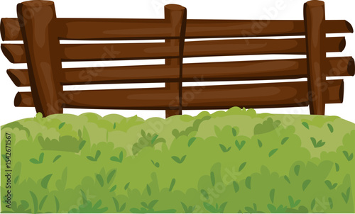 curved panel fence vector icon for outdoor landscape, gardening or countryside scenery