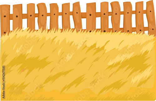 golden field fence vector icon for outdoor landscape, gardening or countryside scenery