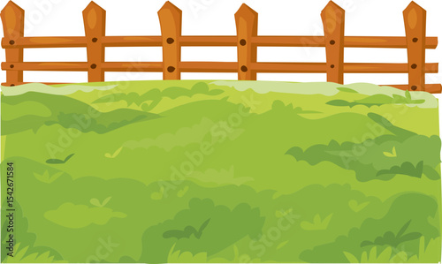 wood post fence with two rails vector icon for outdoor landscape, gardening or countryside scenery