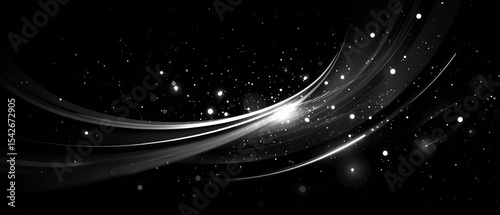 Abstract black and white swirling light design