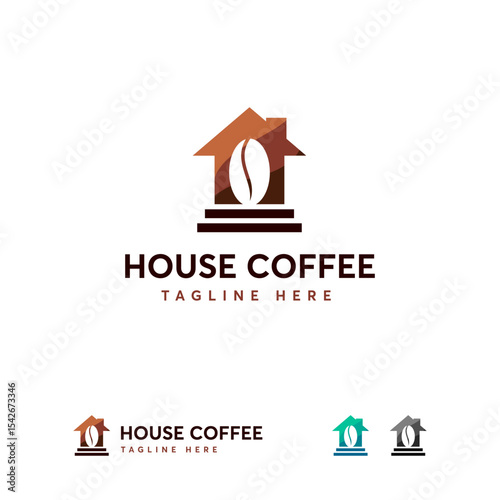 A  featuring a house-shaped design with a coffee bean, suggestive of a coffeehouse.
