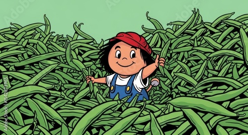 Child in a Field of Green Beans