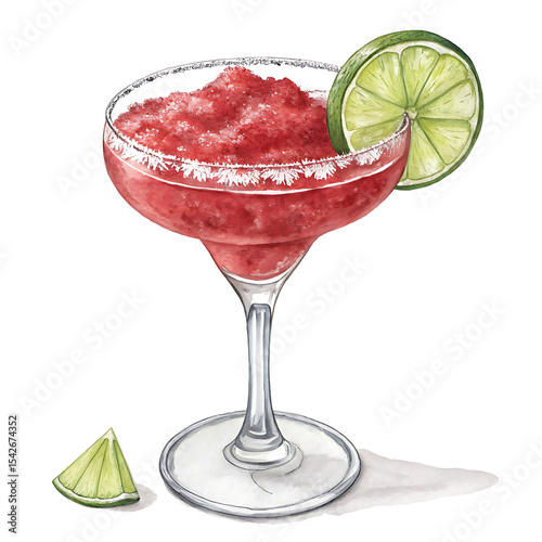 red cocktail with lime