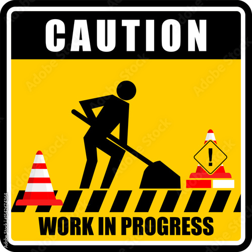 Caution, Work In Progress, sign vector