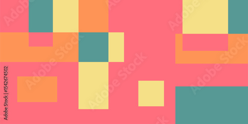 Colorful geometric background, geometric pattern texture, random square shape pattern, abstract pixels with summer colors