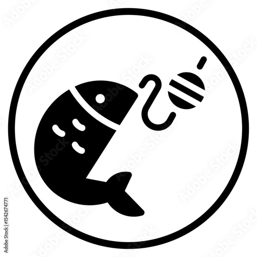 fishing glyph icon