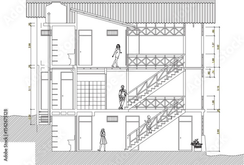 vector illustration of architectural design view facade construction of a simple traditional villa house