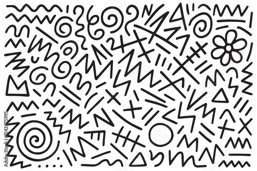random black and white abstract line doodles