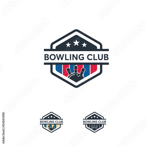 Bowling club  design with bowling pins and ball.