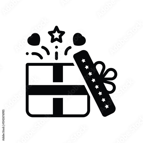 Black solid icon for gift