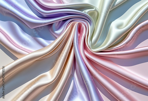 Shiny fabric silk pastel colors. Luxurious vinous drapery folded